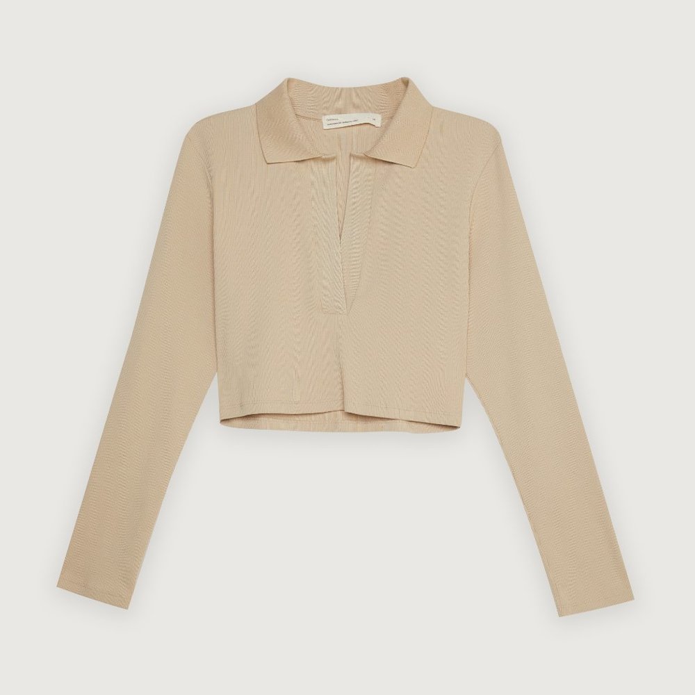 OAK + FORT Collared Crop Top